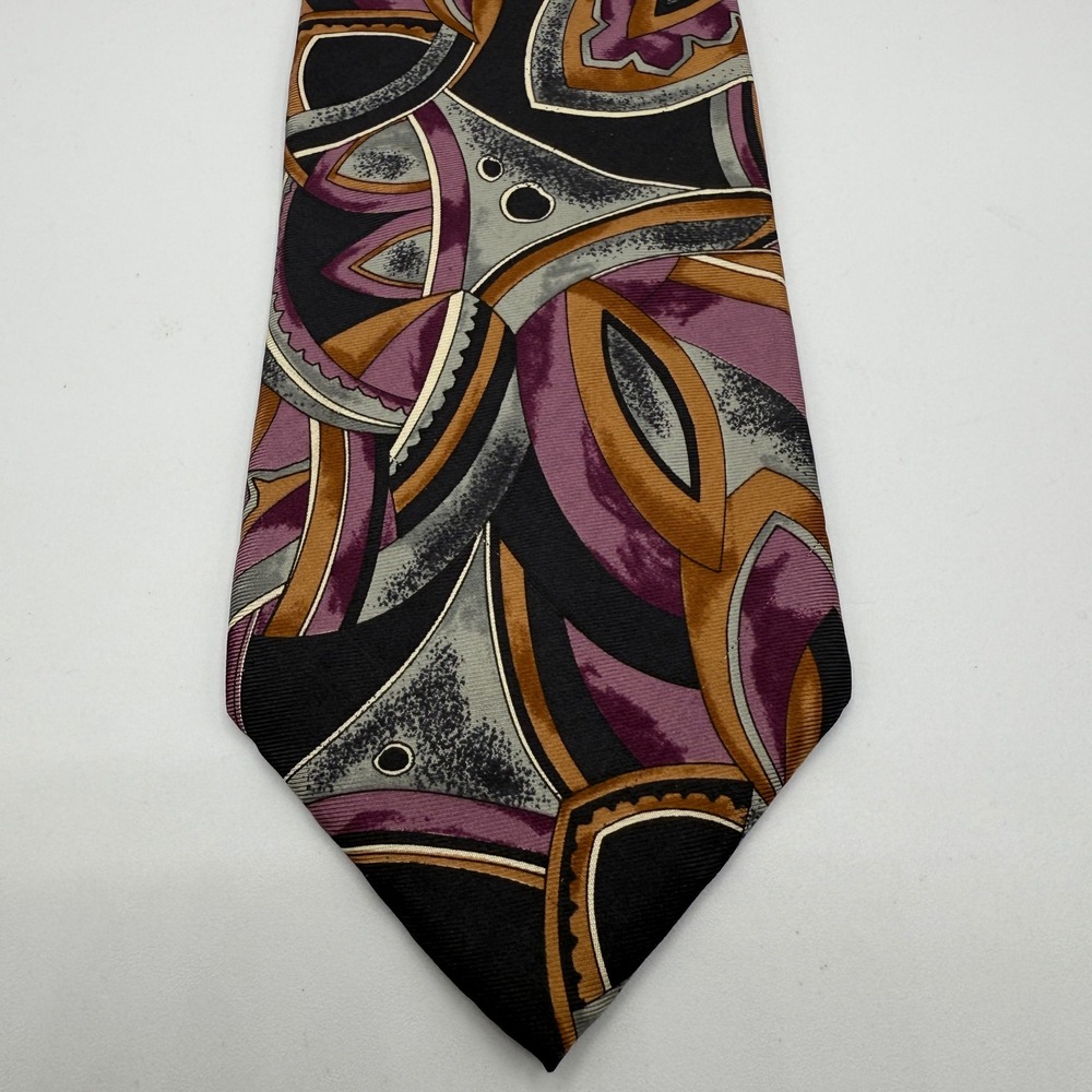 Christian Dior Monsieur Mens Silk Abstract Geometric Pattern Necktie Made in USA